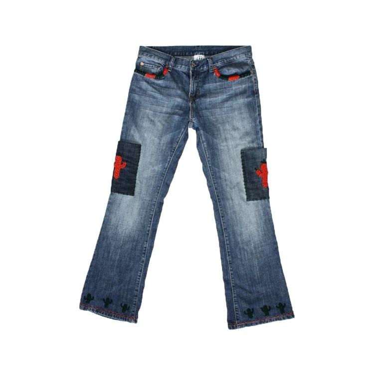 Embroidered Patchwork Denim Jeans 4